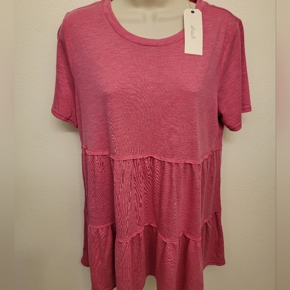 Greige Baby Doll Tiered Top